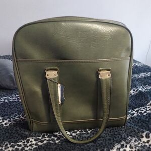 Vintage Green Leather Tote Bag
